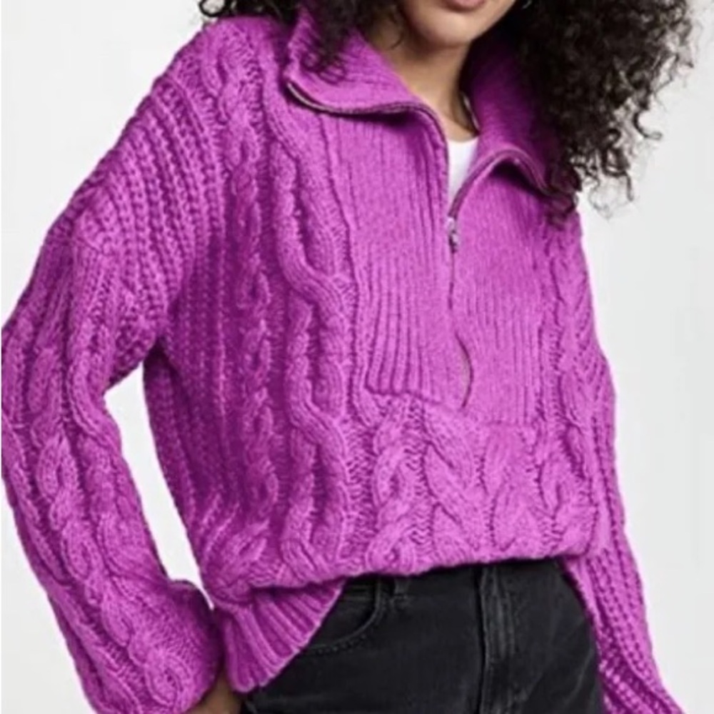 For Love and Lemons Half Zip Cable Knit Sweater